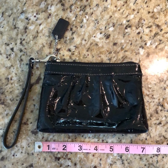 Coach Handbags - COACH Black patent leather wristlet